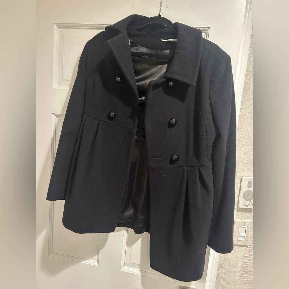 Women's Black Double-Breasted Coat
